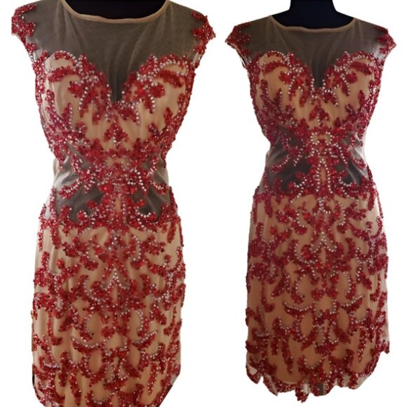 Luxury Designer Beaded Sexy Runway Cocktail Party Evening Prom Embroidery Dress - Picture 8 of 16